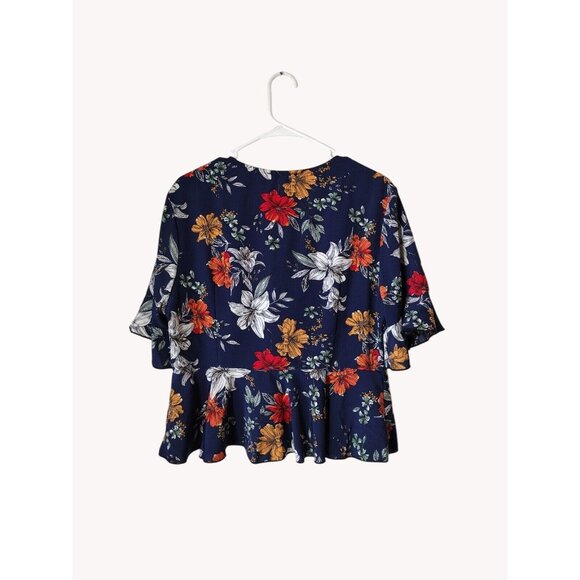 Shein Curve Top 0xl Wrap Short Sleeve Floral Hawaiian Beach - Picture 2 of 12